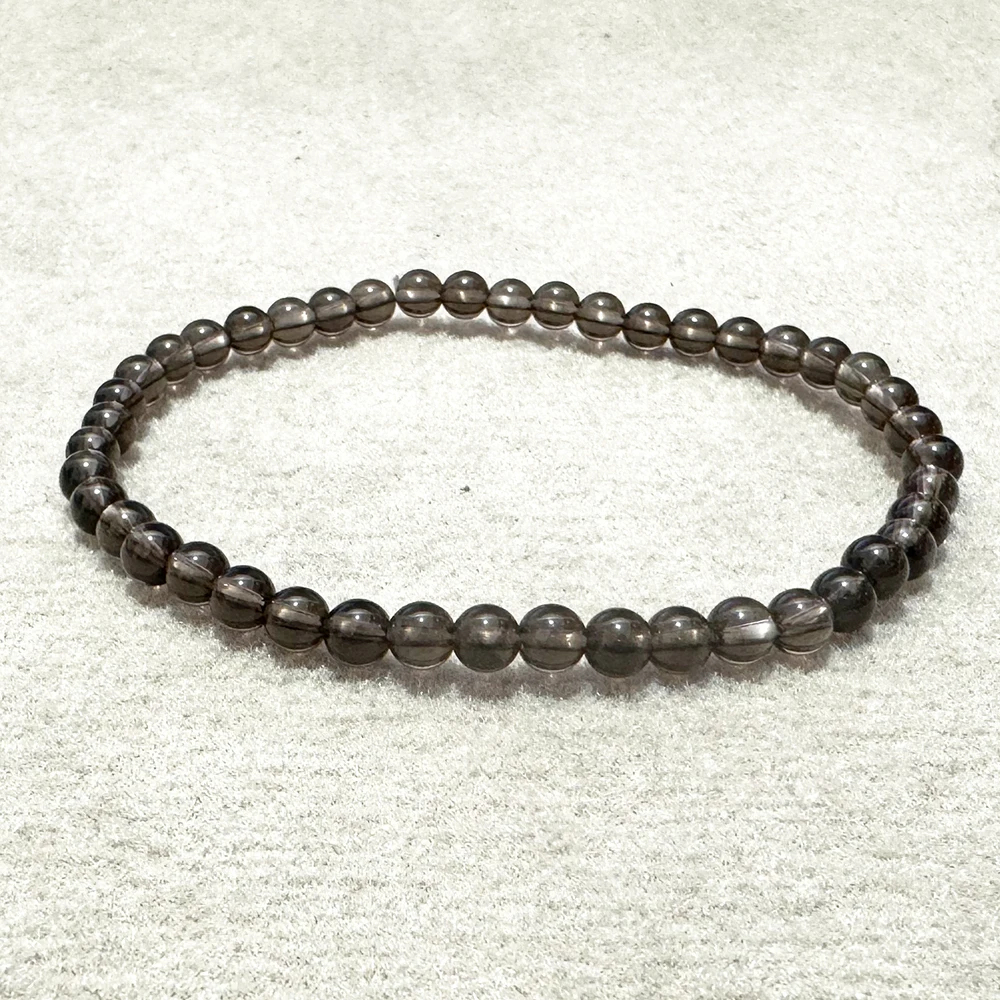 Ruberthen New Tanzania Smoky Quartz Bracelet  Womens 4 MM Natural Mini Gemstone Yoga Mala Energy Jewelry