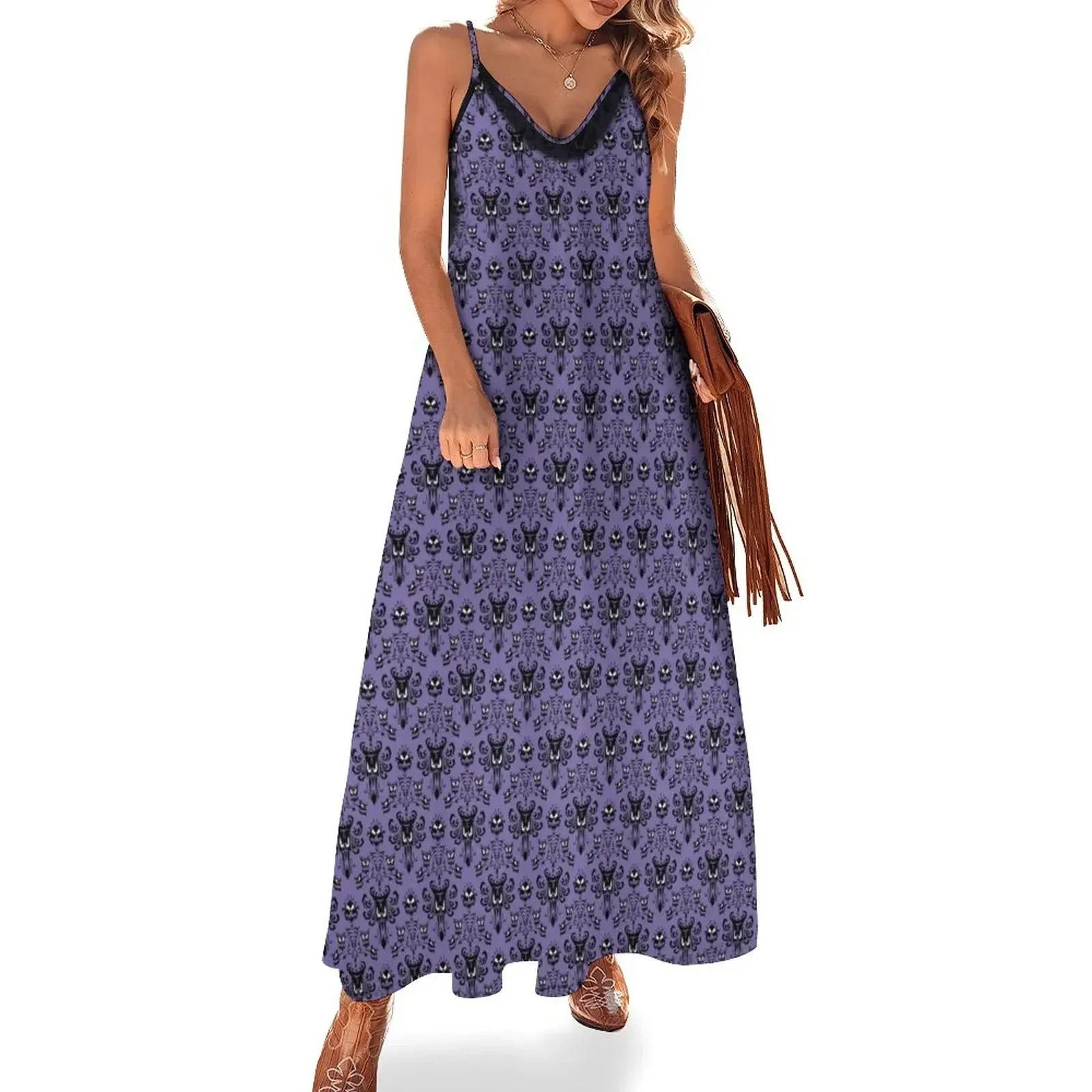 Haunted Mansion Wallpaper (Tile) Sleeveless Dress woman dress dress dresses