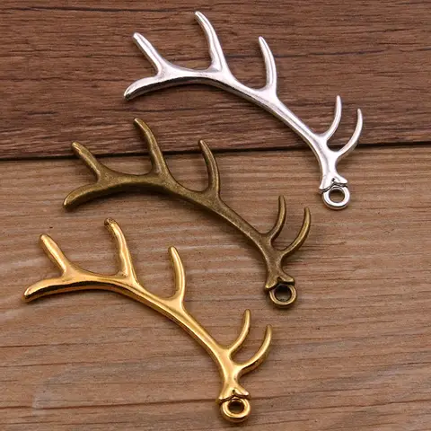3 adet 30*65mm Metal alaşım 3 renk boynuzları geyik kafası takılar hayvan kolye takı yapımı için DIY el yapımı zanaat