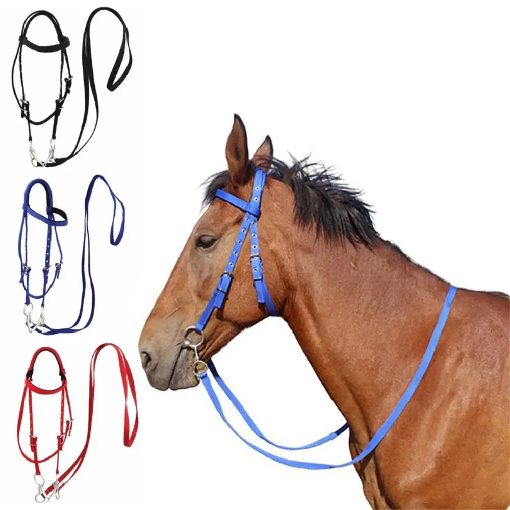 Thickened Horse Halters Adjustable Strap Three Colors Horse Neck Stretcher Horse Harness Durable Horse Bridle Training Rope