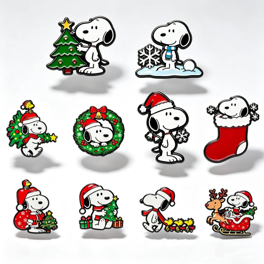 10 Stück Weihnachts-Cartoon-Welpen-Anstecknadeln-Set, niedliche Hunde-Broschen für die Feiertage, dekorative Ansteckabzeichen für Kleidung und Accessoires – Detail 4