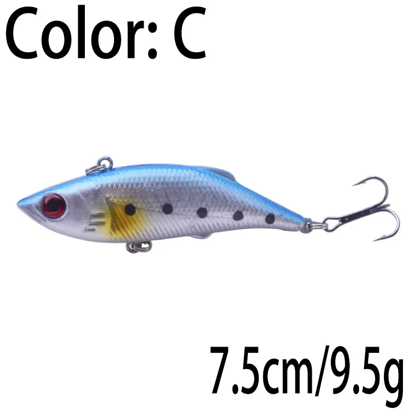 1 pc 7.5cm 9.5g inverno mar duro isca de pesca vib isca com chumbo dentro mergulho giratória gabarito asa wobbler crankbait pesca