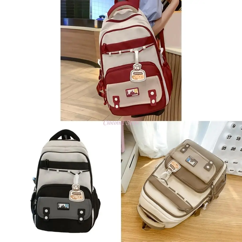 

Y1UB Contrast Color Backpack School Backpack Korean Styles Backpack Travel Backpack