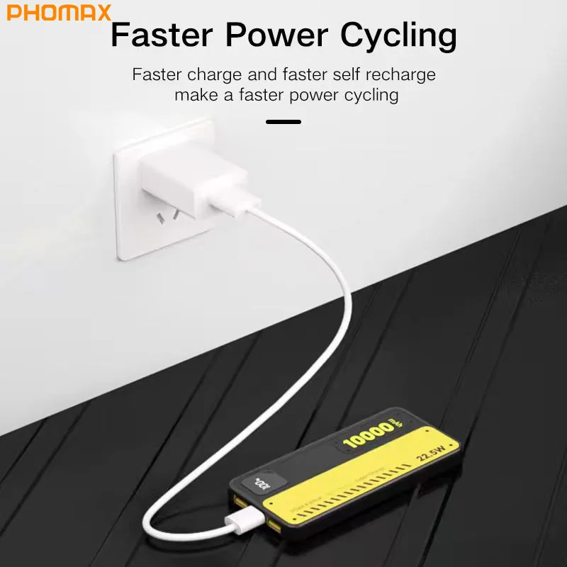 

PHOMAX Quick Charge Power Bank Fast Charging LED Digital Display USB Input for Smartphone Compatible with QC2.0 & QC3.0