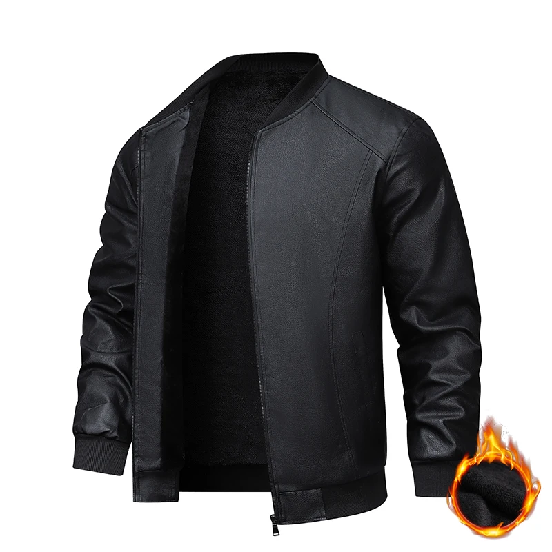 2025 جديد سميكة الدافئة الرجال سترة جلدية عادية في الهواء الطلق يندبروف معطف جلد سميكة الكلاسيكية بلون سترة ملابس رجالي