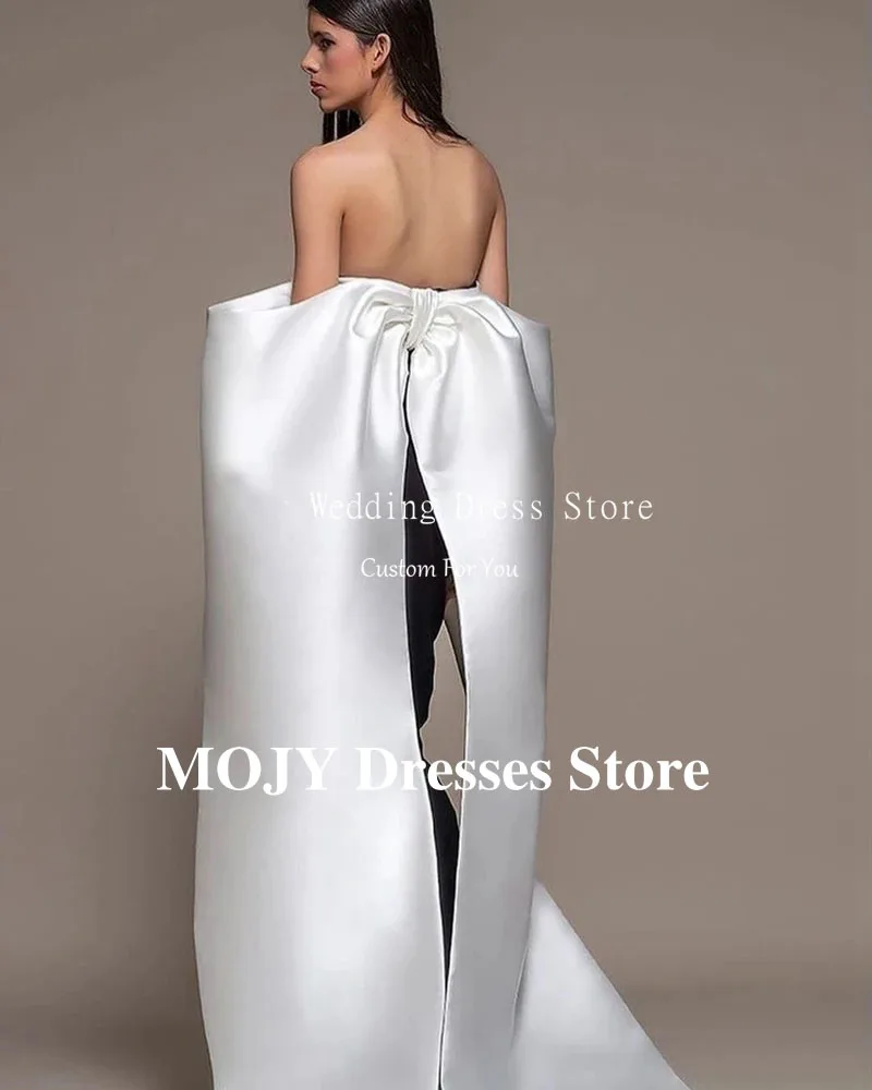 Gaun Prom Mojy Off Shoulder Gaun Malam Panjang Model Cape Sederhana Gaun Pesta Satin Kustom Model Mermaid فستان سهرة Robes De Soirée