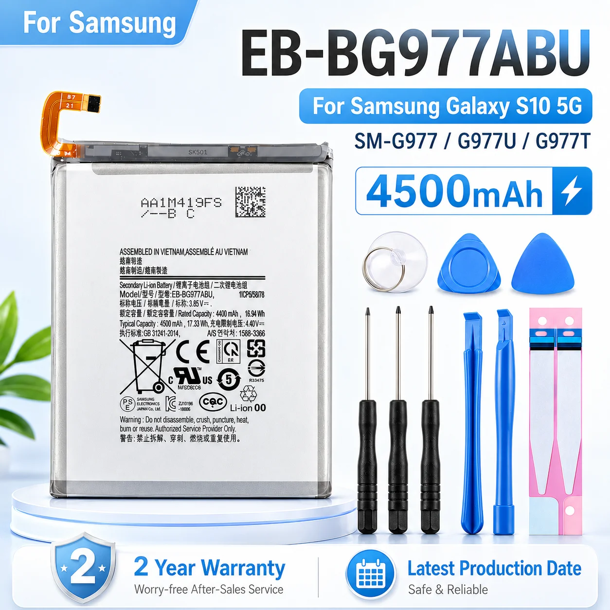 Replacement Battery For Samsung Galaxy S10 5G S10X SM-G977V SM-G977U SM-G977T High Capacity Phone Battery