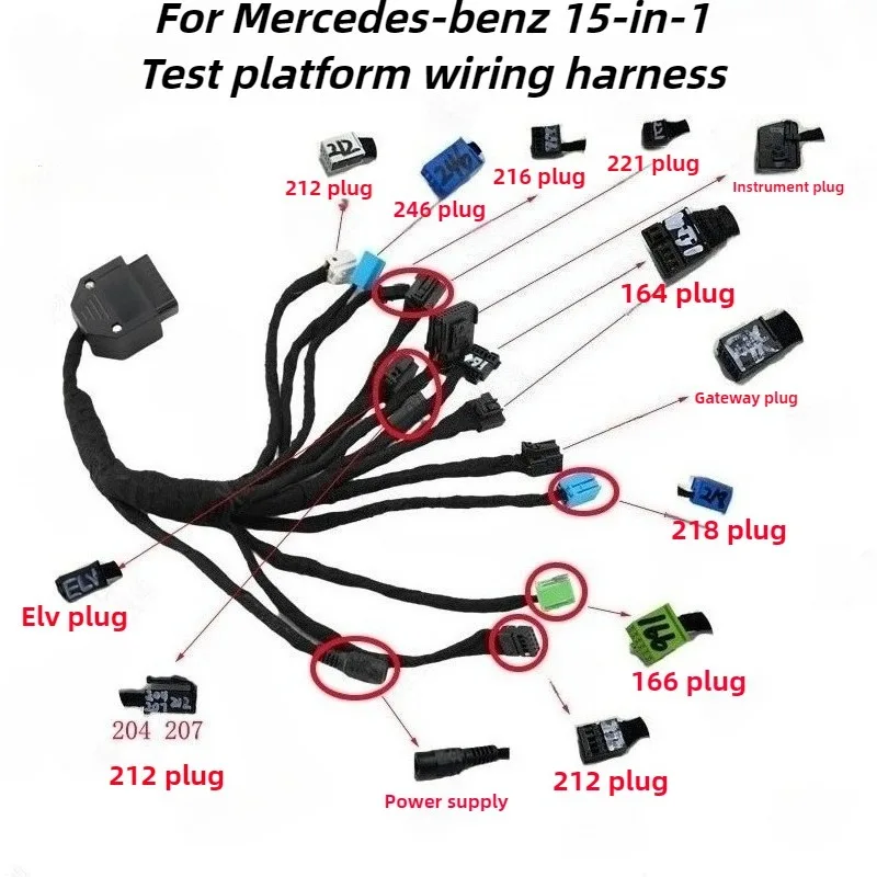 

For Mercedes W204 W205 W207 W212 W221 ELV Test Cable Repair Steering Lock Key Programming OBD2 Diagnostic Tool Kit Auto Scanner