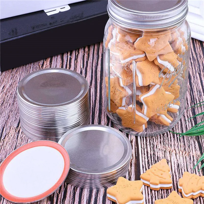ABNP 20 pièces couvercles de conserve pour pot Mason à large bouche, couvercles de Type fendu anti-fuite et bouchons de pot sécurisés, argent 86Mm