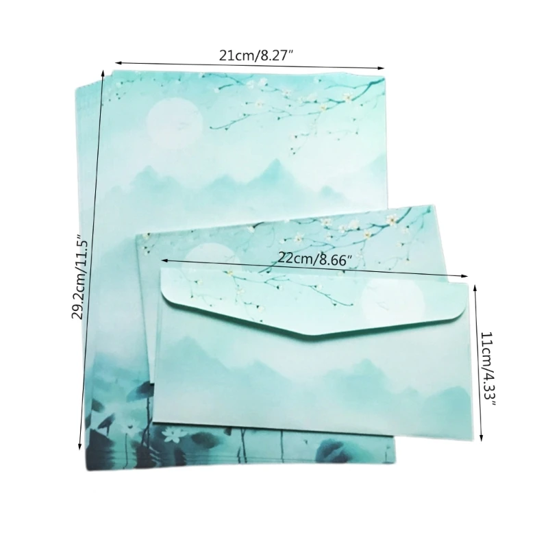 Color Both Side Letter Paper Stationery Writing Paper and Envelopes Set Gift N0HC