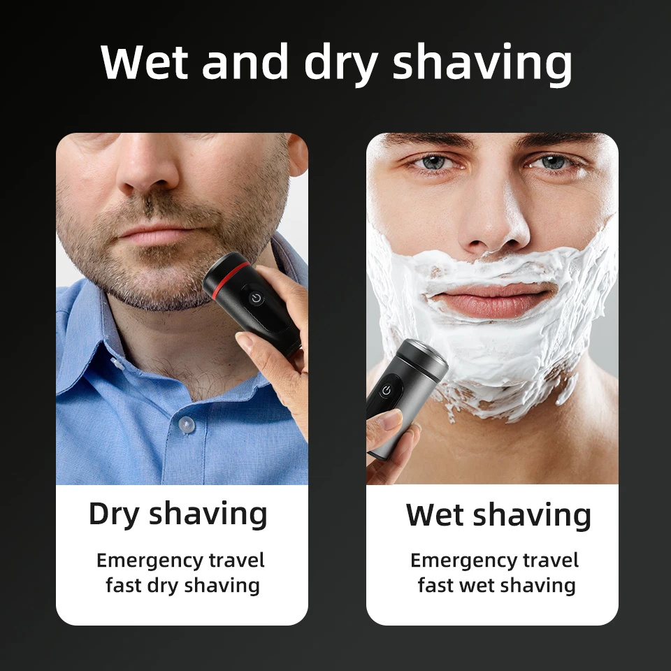 Rasoio elettrico portatile da uomo Mini rasoio da barba rasoio a doppio uso bagnato e asciutto rasoio a ricarica rapida di tipo C per rasoio da uomo