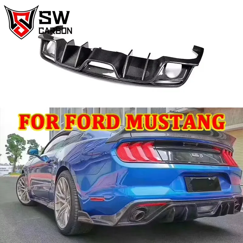 Carbon Fiber AC Style Rear Diffuser for Ford Mustang 2015-2017 Rear Bumper Lip Under Spoiler Splitter Body Kit