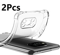 2Pcs Clear Shockproof Case For Xiaomi Poco X3 NFC Pro Soft Silicone Shell