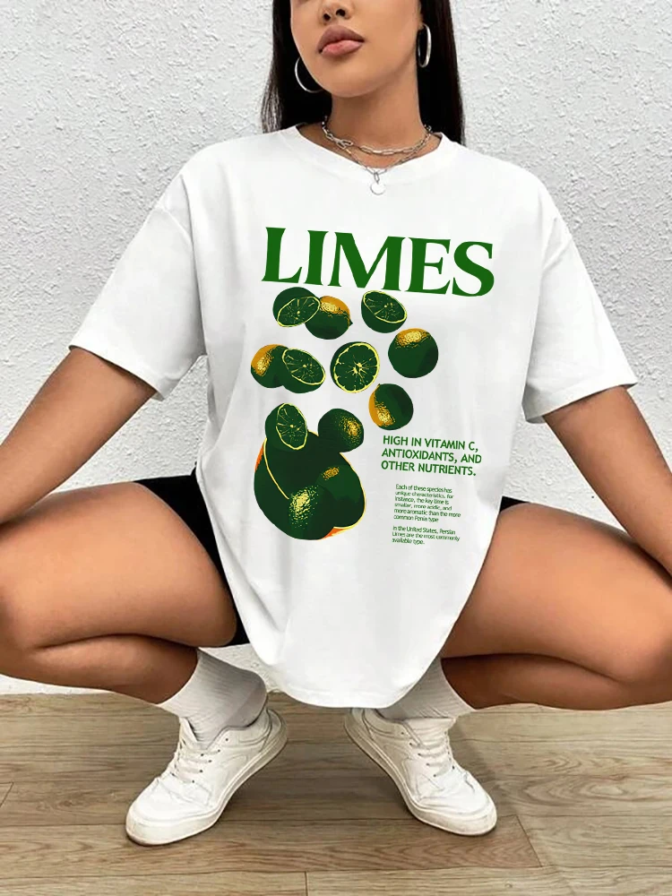 

Retro Style Limes Graphic Tees Vintage Aesthetic Streetwear T Shirt Short Sleeve Harajuku Fashion Tops Plus Size Women Clothing