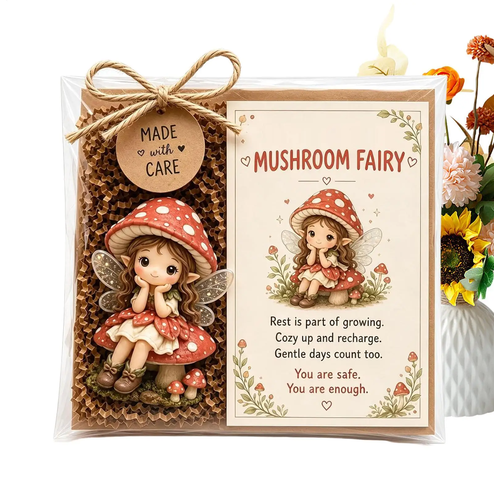 Fairy Figures Positive Pocket Flower Fairy Toys With Encouragement Card Cute Figurines For Women Men Friends Coworkers Couples
