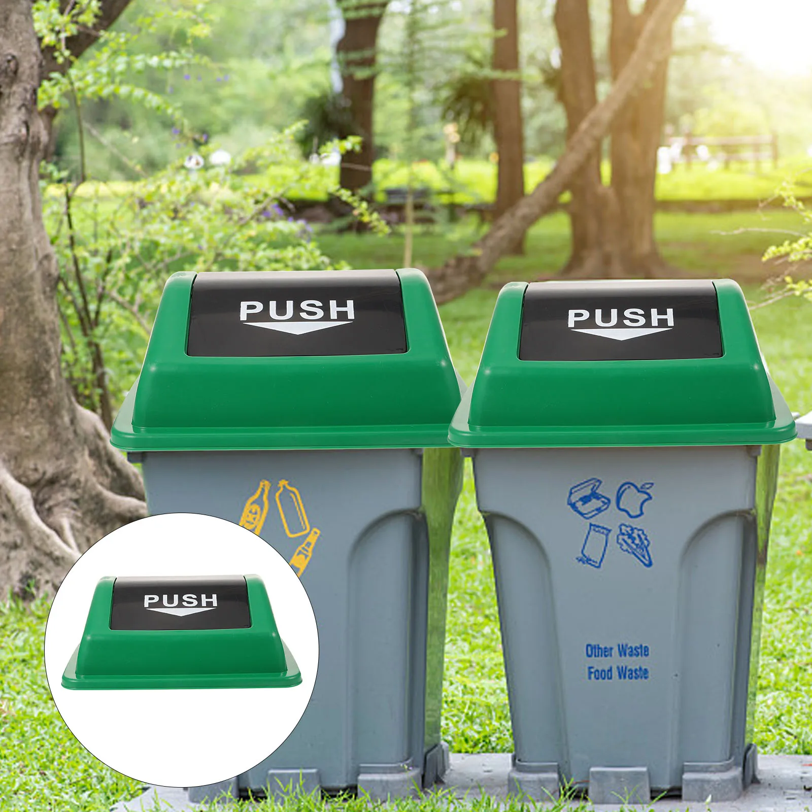 

Swing Lid Bucket Cover 20L Green Rectangular Garbage Can Lid Trash Can Parts Waste Bin Protector Plastic Outdoor