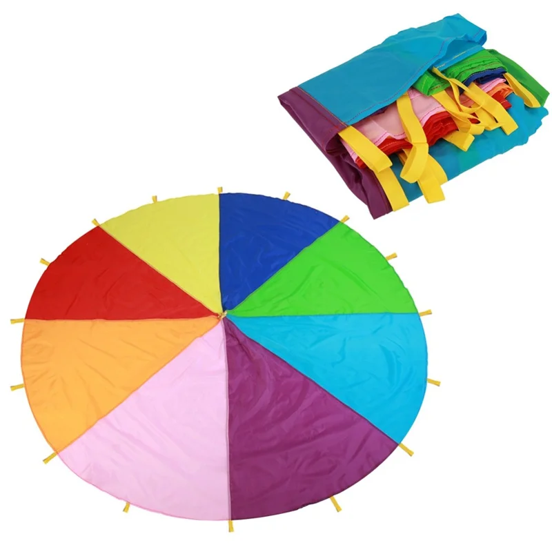 2M/4M Durchmesser Kinder Outdoor Teamarbeit Spiel Prop Regenbogen Fallschirm Spielzeug Jump Bag Bounce Spielen Matte schule Aktivität Puzzle Spiel – Detail 6