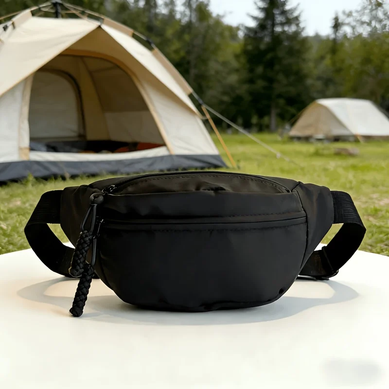 Easy Black Nylon Crossbody Chest Bag, Unisex Casual Shoulder Waist Pack, Lightweight Sports And Commute Crossbody Bag