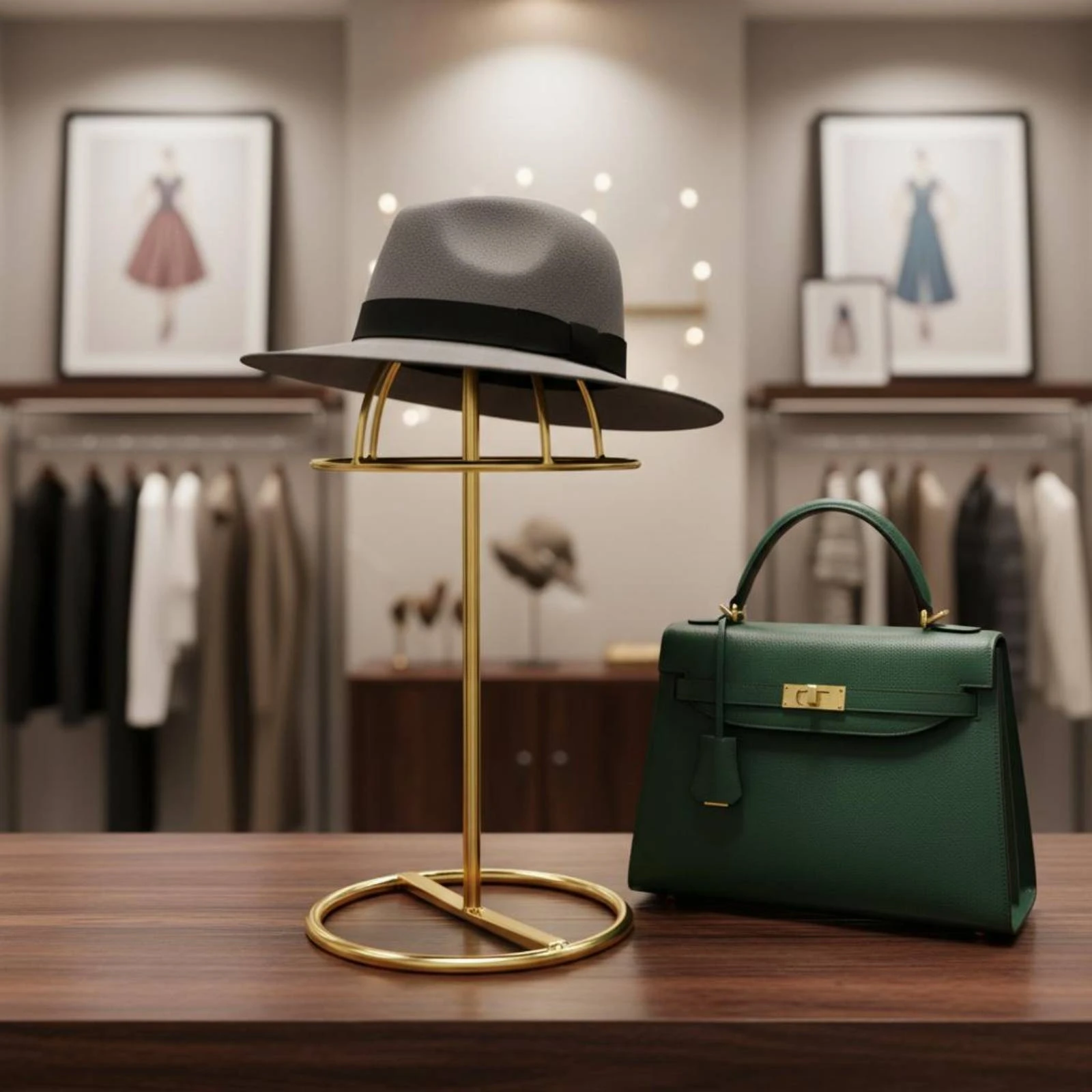 

Metal Hat Display Stand Freestanding Headgear Storage