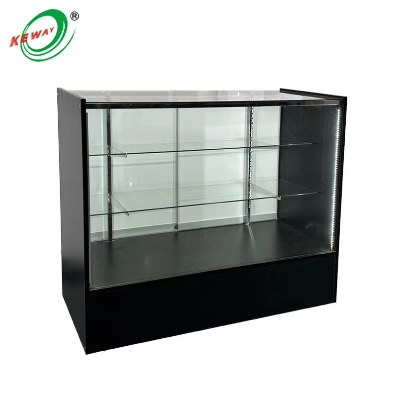 

6ft/4ft Glass Display Case with LED Lights, Adjustable Shelves for Jewelry/Smoke Retail Store