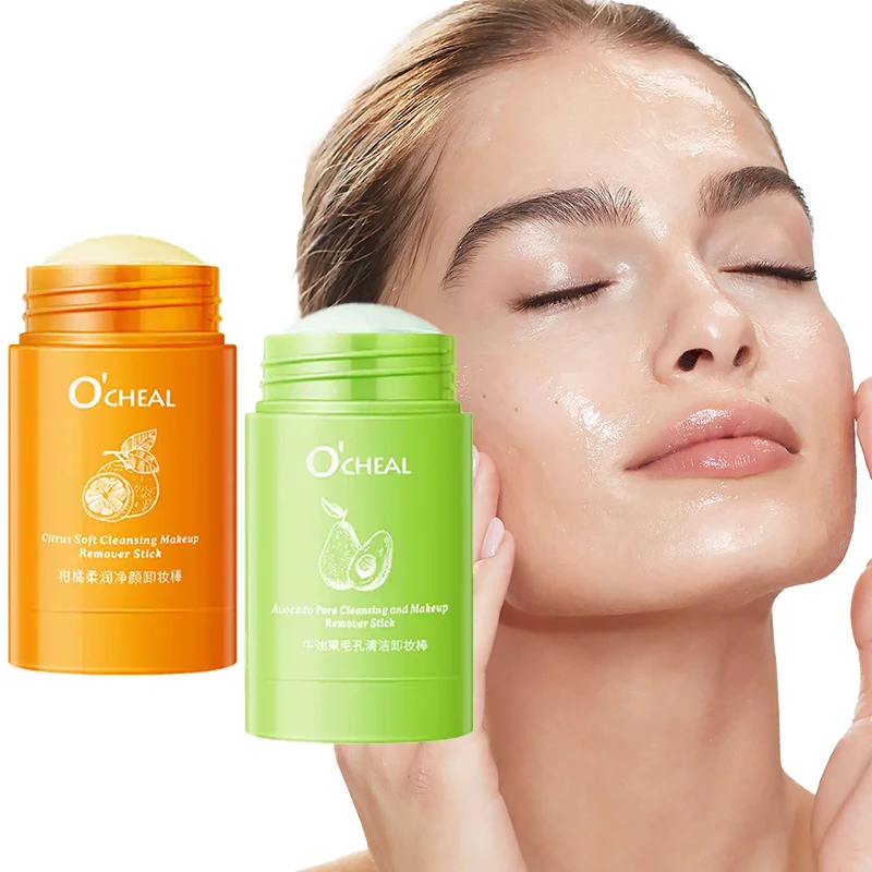 Ocheal Avocado ทําความสะอาดแต่งหน้า Remover เจล Stick Facial Eye Lip สีส้มลึกทําความสะอาดบาล์มครีม Clean Cleanser Skin Care