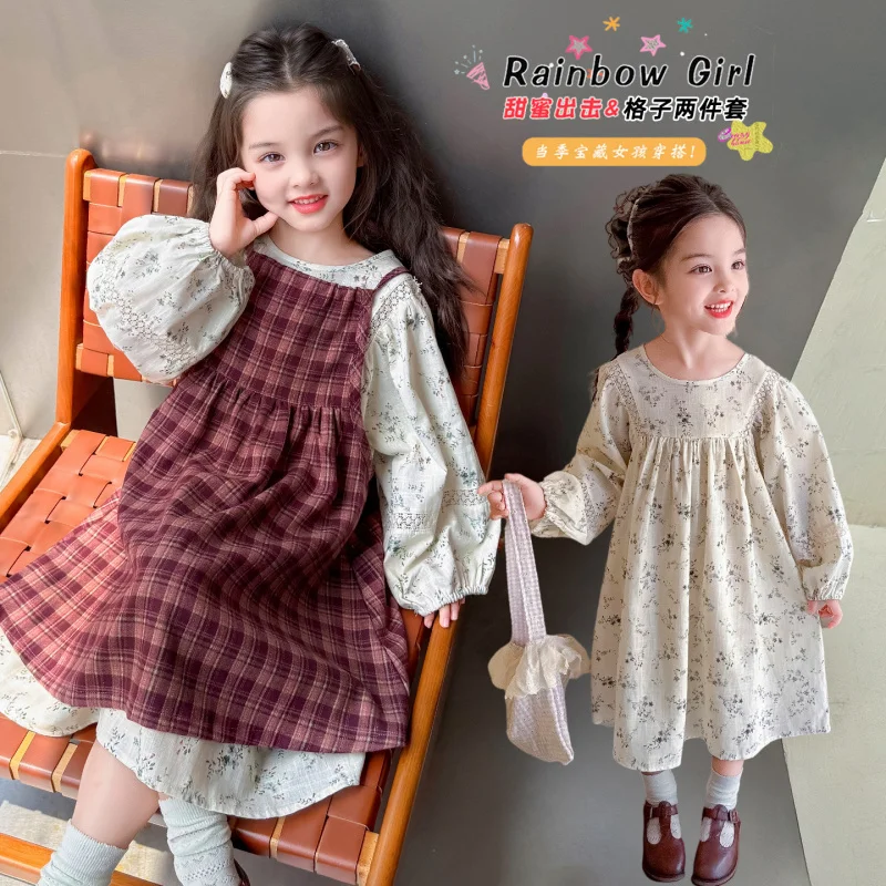 

Girls Dress Set2026New Spring and Autumn Style Baby Girl Fashionable Princess Strap Dress Two-Piece