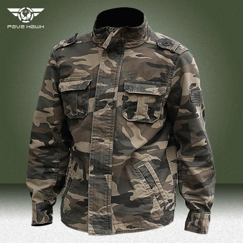 Camo Military Denim Jackets Men Outdoor Multi-pocket Wear-resistant Cargo Windbreaker Coats Autumn Cotton Army Tactical Jacket