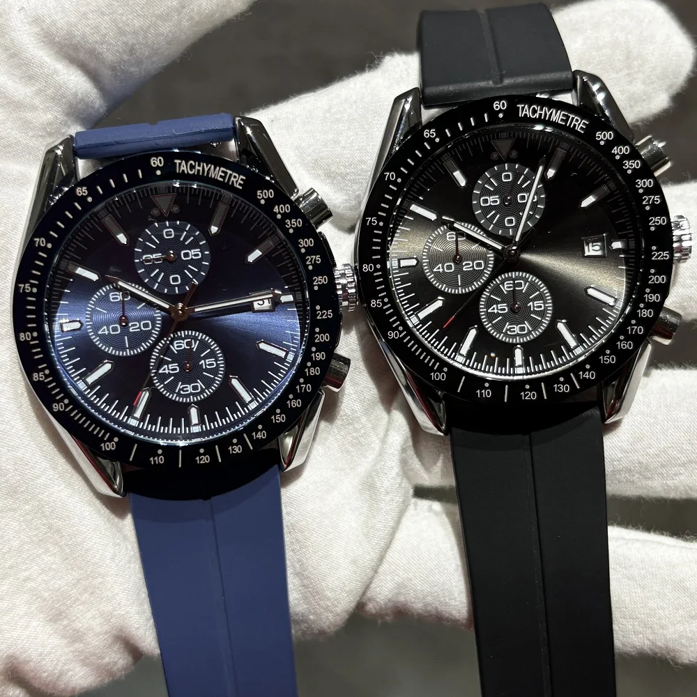 

Luxury Fashion Men's Quartz Watch High-End Stainless Steel Dial Silicone Strap Multi-Functional Waterproof Business Watch