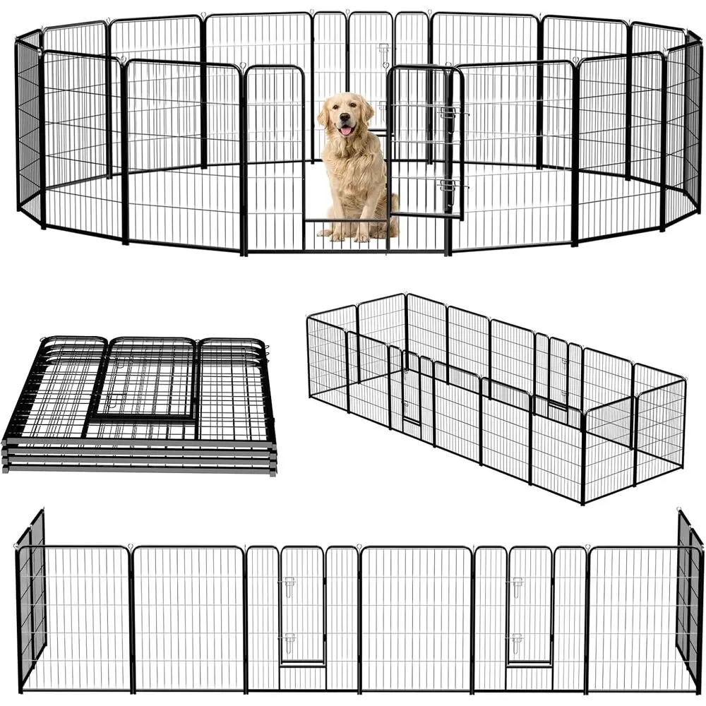 

16-панельный складной 40 высококачественных металлических манеж для собак для внутреннего и наружного использования