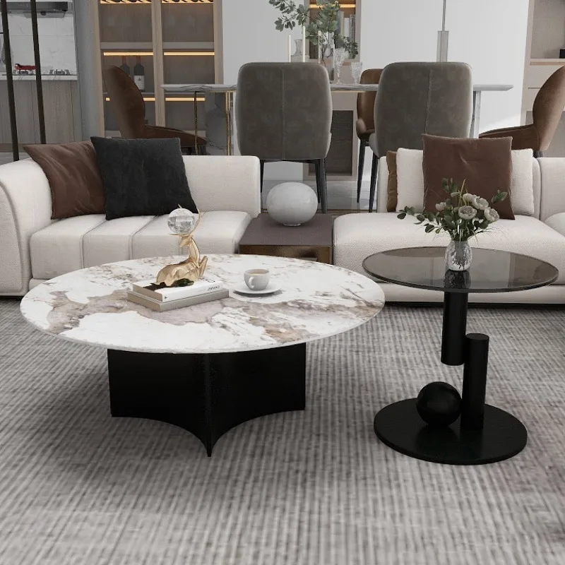 Large Size Round Coffee Table Minimalist Standing Space Saving Dinner Clear Side Table Service Mesas Bajas Ornaments Home Decor