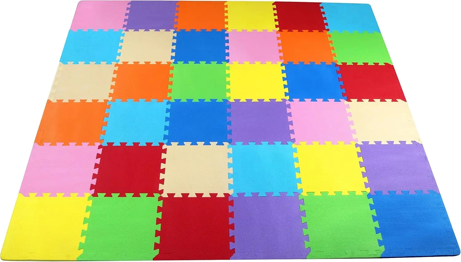 

Non-Toxic Foam Floor Tiles for Kids, 36 Tiles Cover 36 SQ SF, Soft Play Mat for Crawling & Development