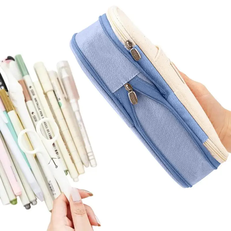 

Kawaii Large Capacity Pencil Case Pouch Pen Bag Double Side Opening Student Stationery Organizer School Supplies