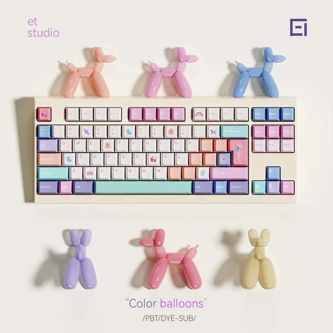 CHOSFOX&ET 149 Keys PBT Keycaps Customized Five Sided Hot Sublimation Balloon Parties Cherry Height Mechanical Keyboard DIY