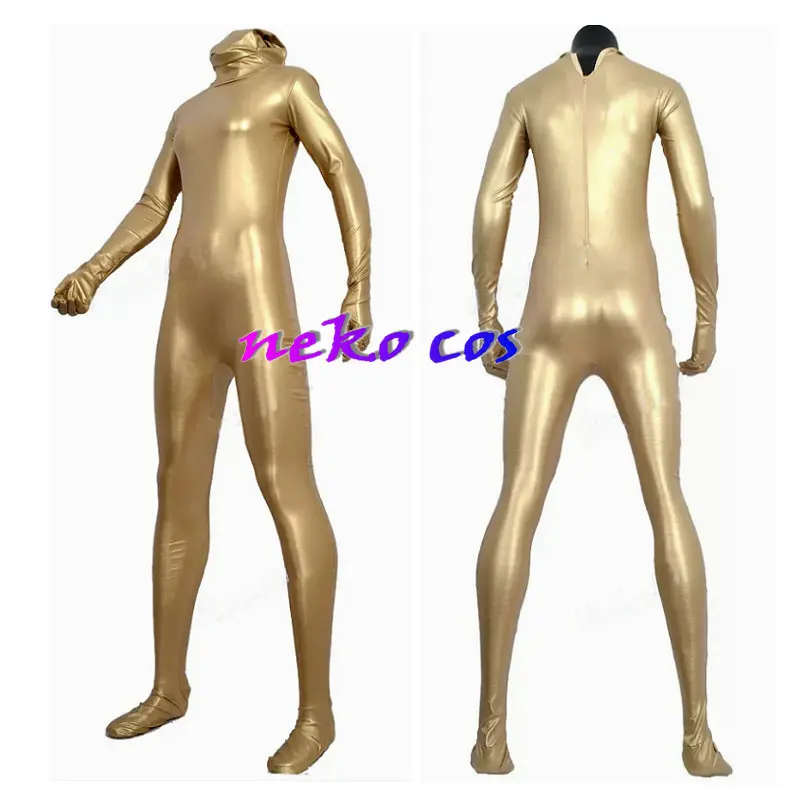 All In One-Overall Bodysuit  Full Body fully wrapped gold Leather  customized size Cosplay Costume