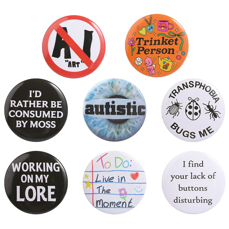 Funny Quote Tinplate Badge Set Working On My Lore And Trinket Person And Autistic Pin DND Player Humor Metal Brooch Jewelry Gift