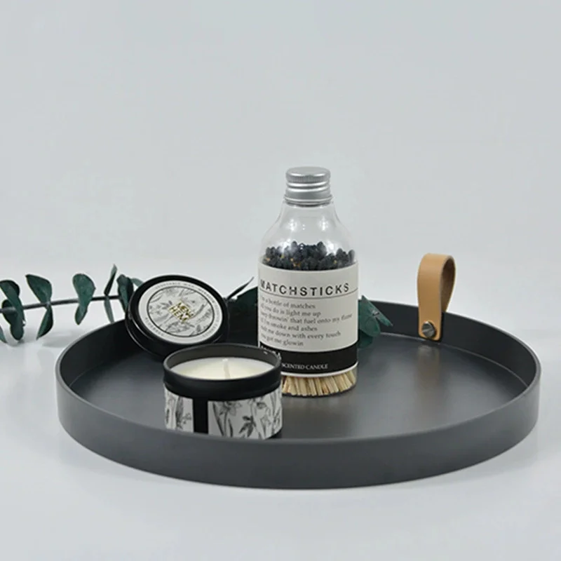 1PC Desktop Aromatherapy Tray Entrance Key Storage Box Finishing Tray Perfume Cosmetic Leather Handler