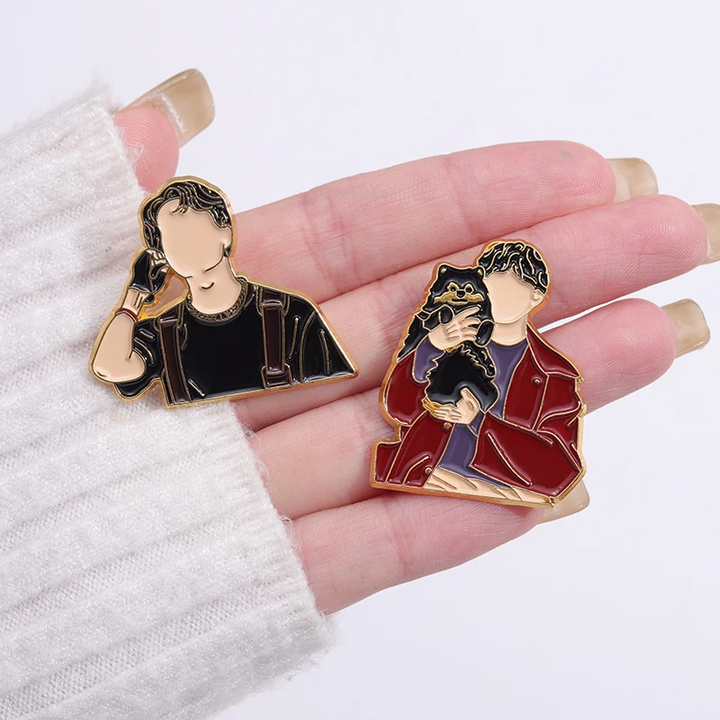 Cartoon Anime Boy Character Enamel Pin Classic Film And Television Anime Boy Cat Brooch Backpack Lapel Badge Jewelry Accessories view 5