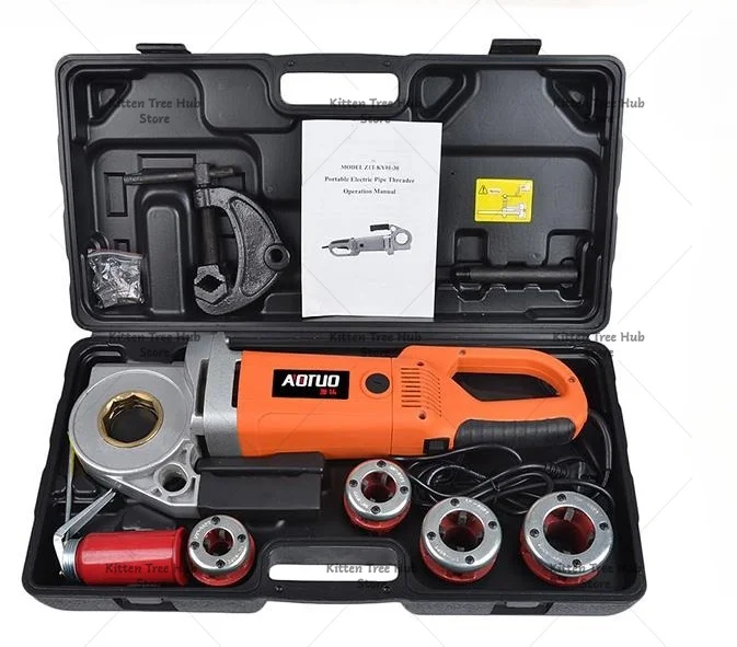 2300W Handheld Electric Pipe Threader, Portable Industrial Pipe Threading Machine with 6 Dies for Pipe Processing Work