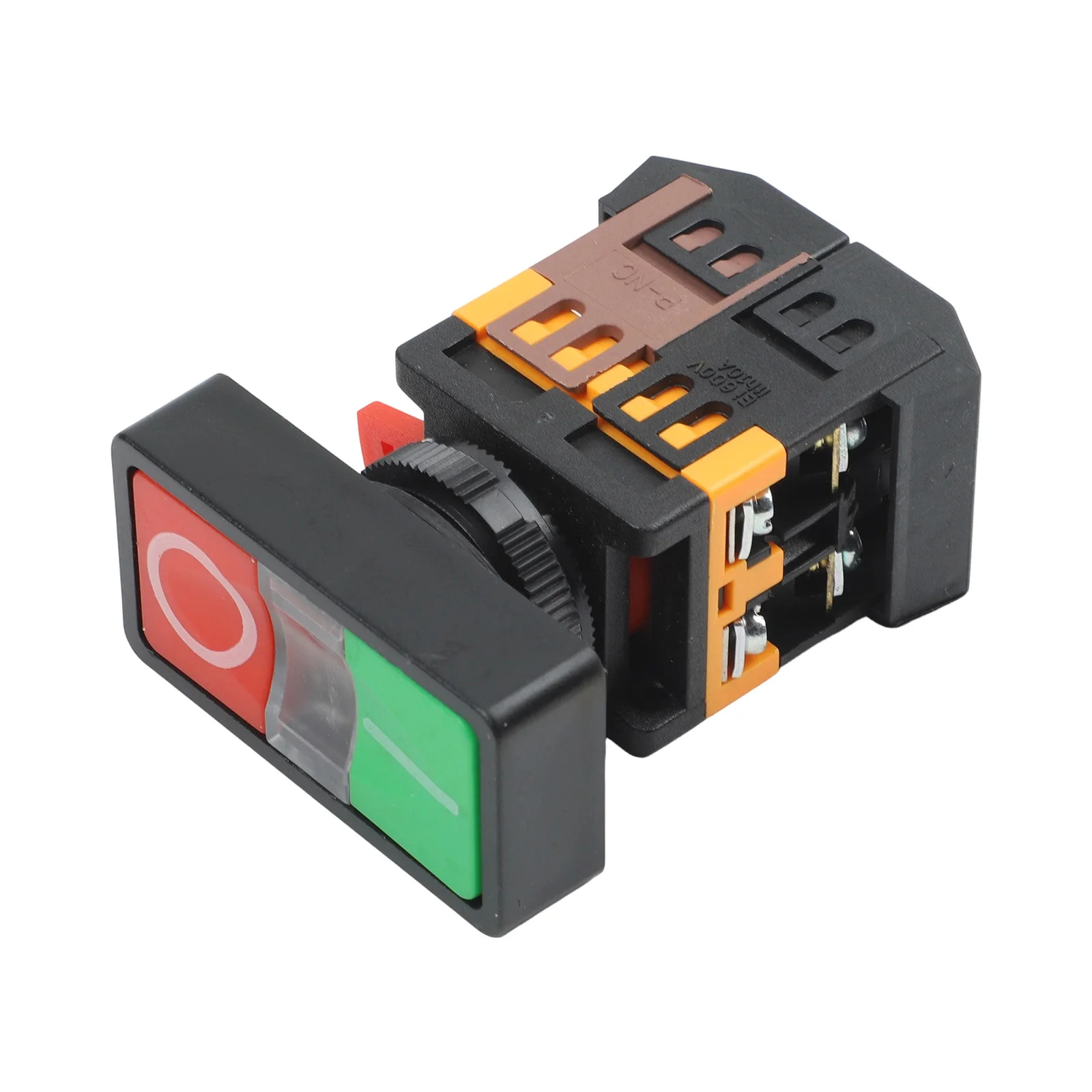 Illuminated Dual Button Switch in Red and Green for Industrial Applications with Screw Terminal Wiring Connection