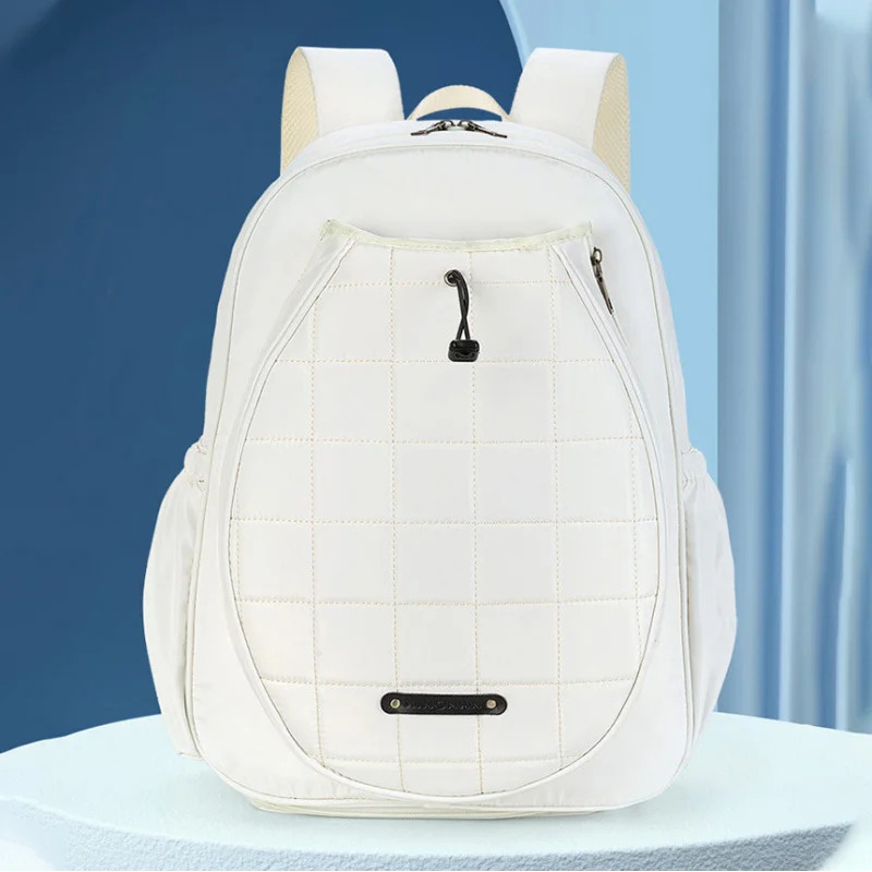 

White Quilted Backpack Women Fashion Grid School Bag Minimalist Laptop Rucksack Reinforced Shoulder Straps Travel Daypack 2026 N