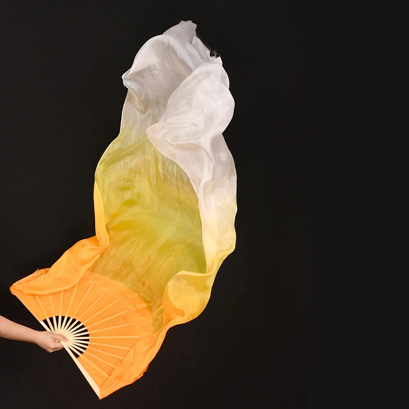 180cm Gradient Silk Belly Dance Fan Hand Dyed Flowy Extra Long Women's Practice Competition Stage Show Costume Accessory