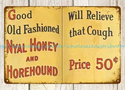 Nyal Honey and Horehound relieve Cough metal tin sign wall art decor sale