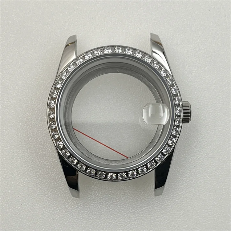 Watch Case Sapphire glass Case For NH35A/NH36/4R35A Movement Watch Accessories Stainless 36mm Watch Case With Diamonds Replace