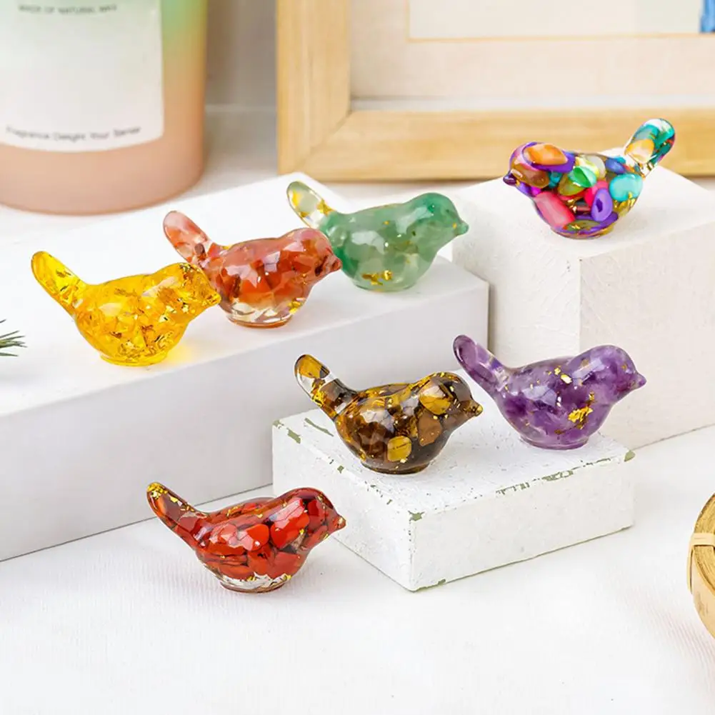 Small Bird Decoration Natural Stone Bird Ornament Natural Stone Bird Figurine Hand-carved Colorful Mini Statue Healing for Home