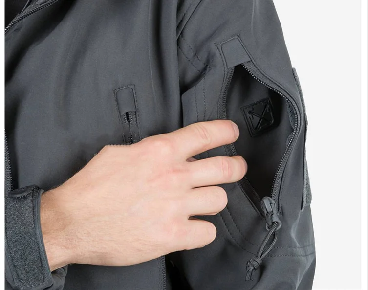 Herbst-Winter Fleecejacke für Herren Softshell Taktische Wasserdichte Armee-Tarnjacke Airsoft-Bekleidung Multicam Windbreaker – Detail 10