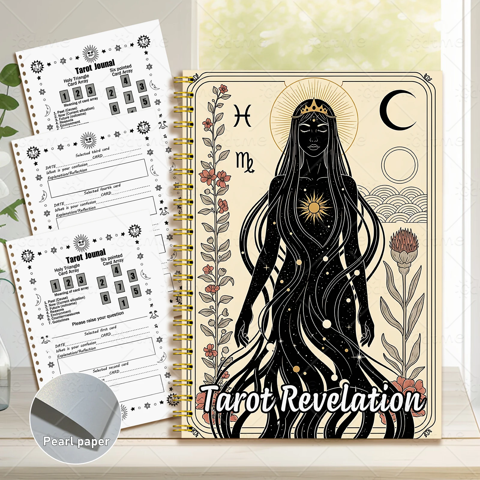 Bloc de notas de 50 hojas Tarot Revelations, misterioso juego de adivinación para fiestas, para mujeres y hombres, con pestañas, bloc de notas de adivinación