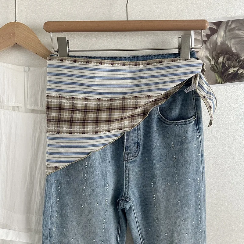 

Korean Dongdaemun striped checkered triangle scarf women's Japanese Korean school style headscarf layered wrap skirt accessory