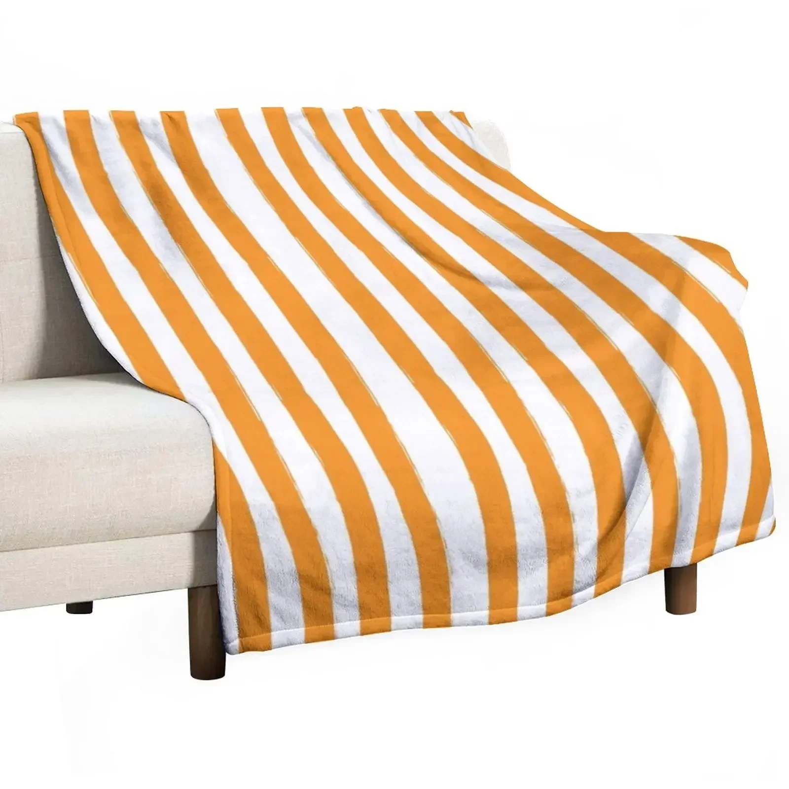 

Preppy Orange and White Cabana Stripes Throw Blanket Luxury Brand Beautifuls Blankets