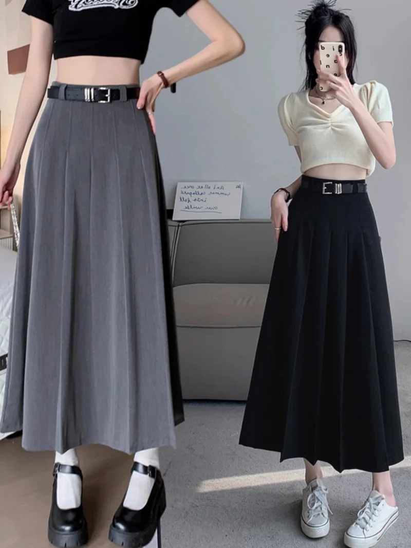 

Senior Sense Gray Suit Skirt Women High Waist A Line In The Long Jk Design Feel The Sag Long Dress Korean Version Of Everything