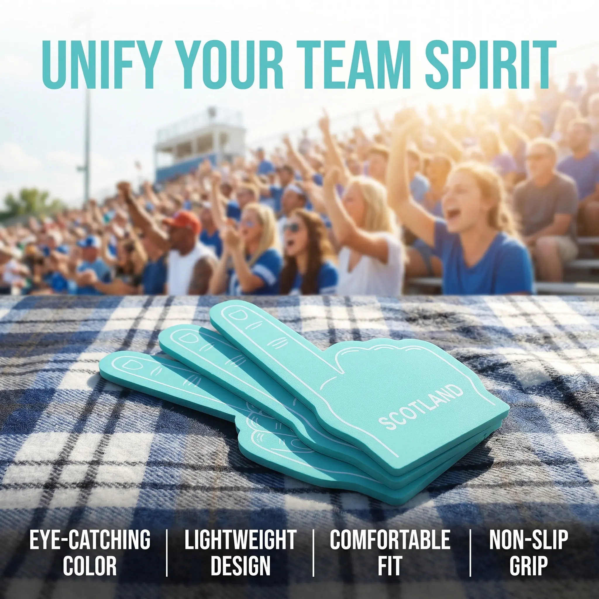 12pcs Light Blue EVA Foam Cheerleading Fingers – Team Spirit Props for Sports Fans, School Events & Parties